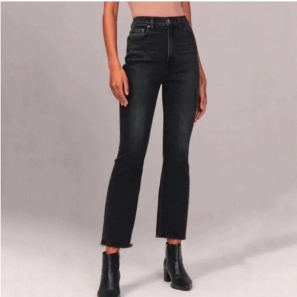 Abercrombie & Fitch black kick flare ultra high rise jeans sz 25 - Picture 1 of 16